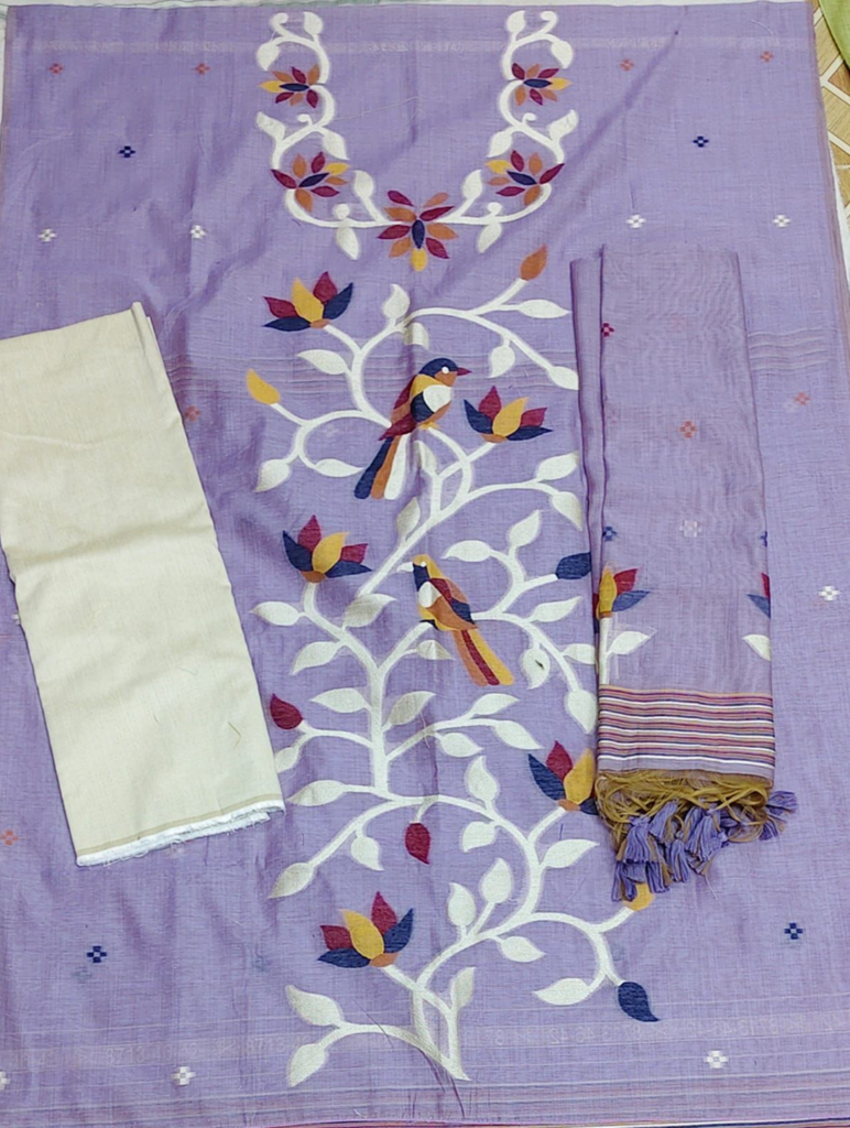 chanderi pure cotton jamdani dress materials