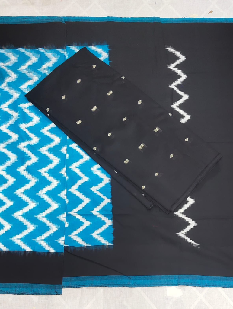 handloom pochampally ikat dupata with rew silk top dress material