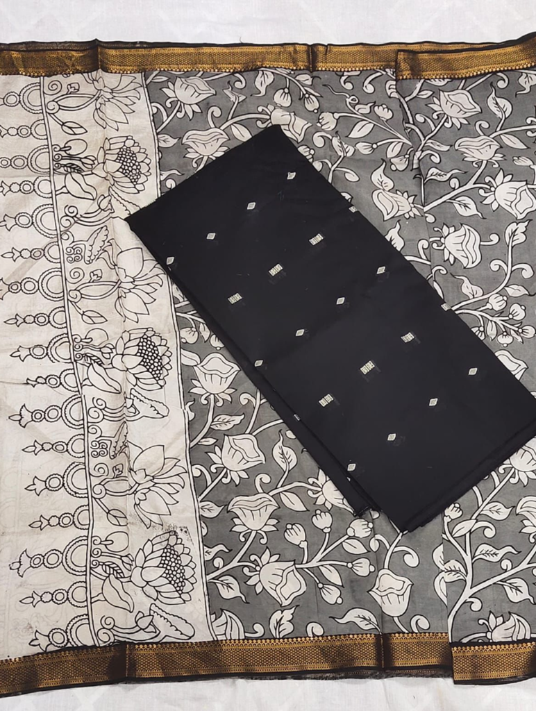 kalamkari dupata with raw silk top dress materials
