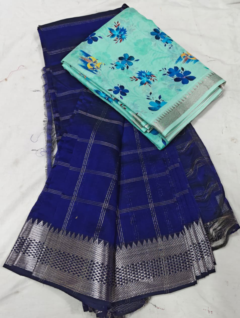 mangalagiri cotton by pattu handloom 150k boarder with checks saree extra double weaving mangalagiri pattu digital print blouse