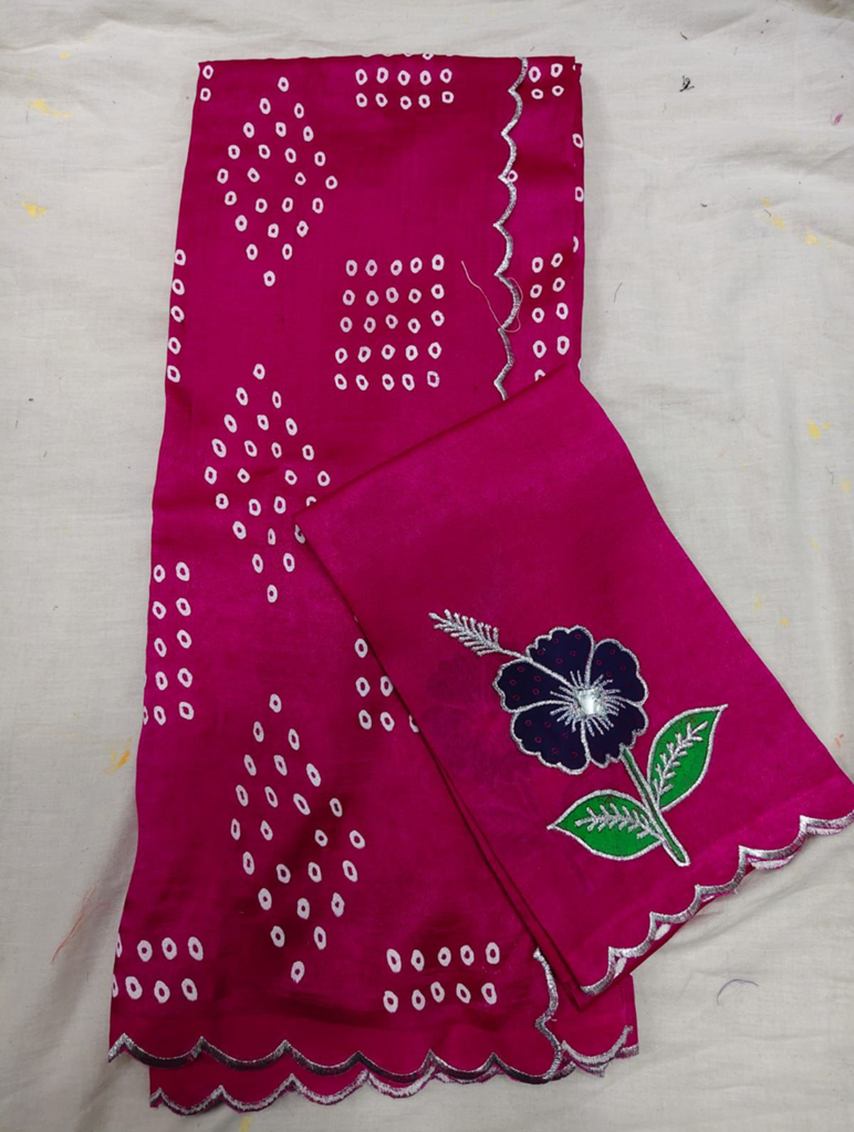 mangalagiri cotton by pattu handloom dying bandini with cut work sarees