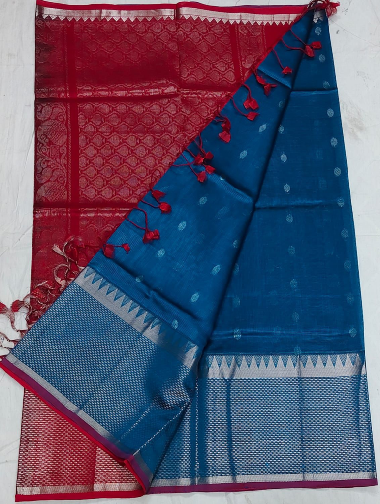 mangalagiri cotton by pattu handloom mothi big boarder with buta saree