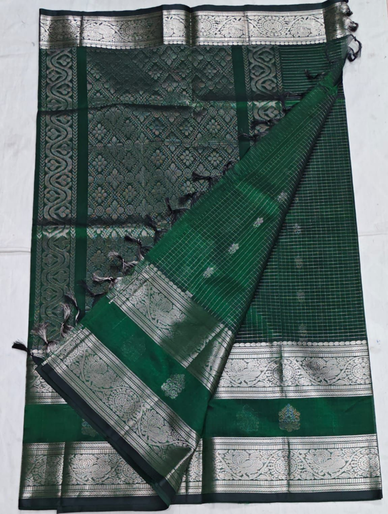 mangalagiri cotton by pattu handloom premium quality double weaving gap boarder checks buta sarees