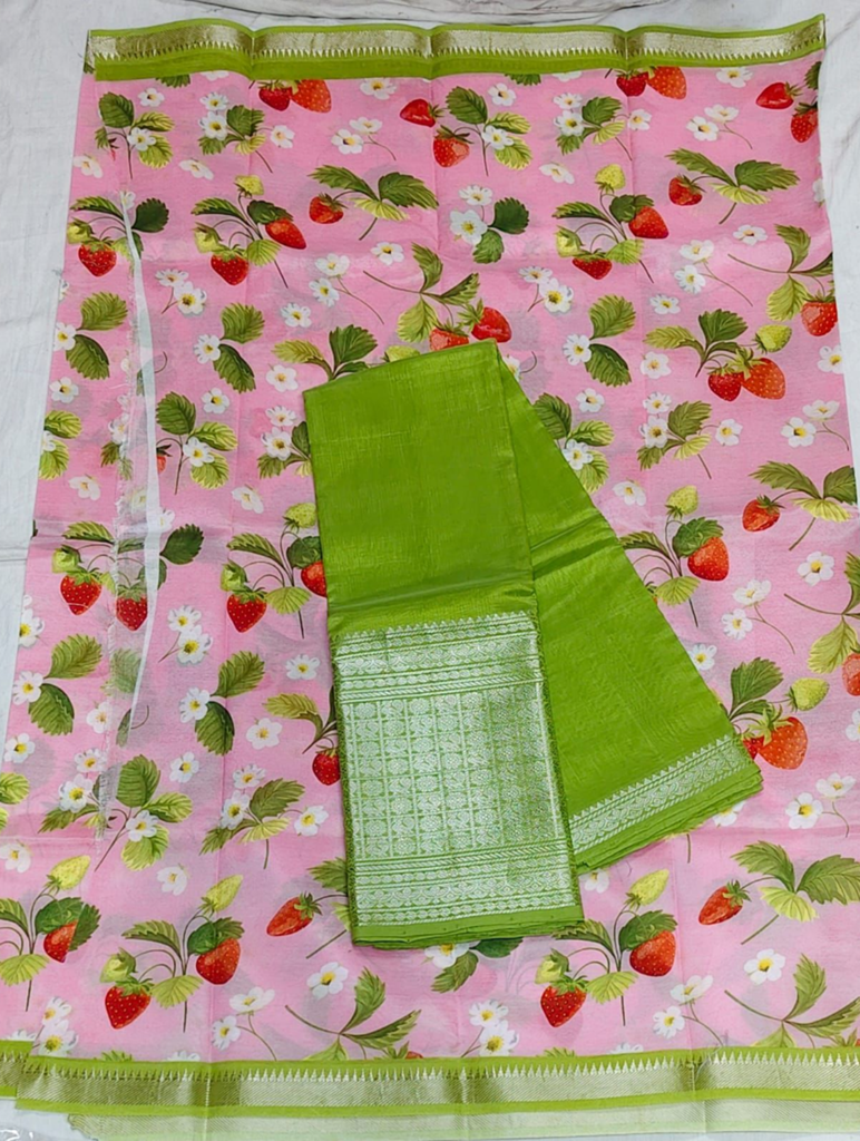 mangalagiri cotton by pattu handloom premium quality double weaving lehanga with digital print voni