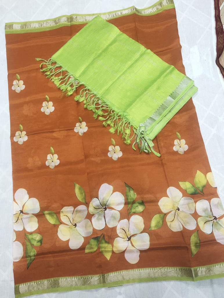 mangalagiri cotton by pattu handloom small digital print dress