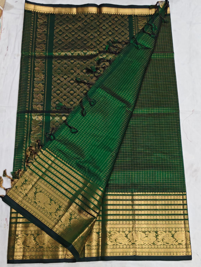 mangalagiri pattu by pattu handloom premium quality double weaving baby checks saree with kanchi boarder