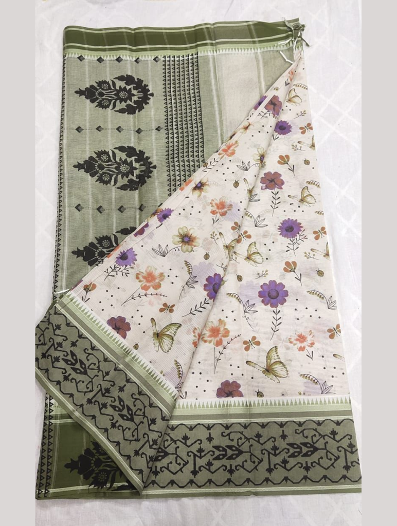 mangalagiri pure cotton(80 count )sarees with special muti colour screen print sarees